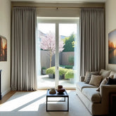 DRAPERYUSA Custom Blackout Linen Curtains – Elegant Light-Blocking Drapes for Living Room & Bedroom