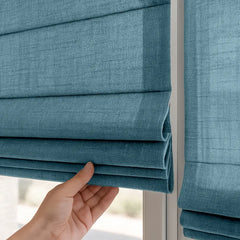 Semi-Blackout Custom Roman Blinds - Linen Blend Fabric