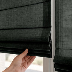 Semi-Blackout Custom Roman Blinds - Linen Blend Fabric