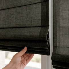 Semi-Blackout Custom Roman Blinds - Linen Blend Fabric