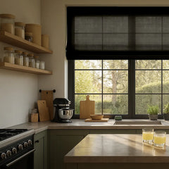 Semi-Blackout Custom Roman Blinds - Linen Blend Fabric