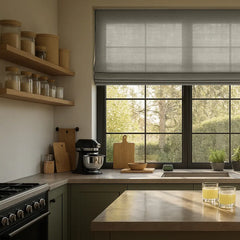 Semi-Blackout Custom Roman Blinds - Linen Blend Fabric