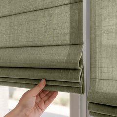 Semi-Blackout Custom Roman Blinds - Linen Blend Fabric