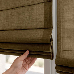 Semi-Blackout Custom Roman Blinds - Linen Blend Fabric