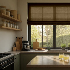 Semi-Blackout Custom Roman Blinds - Linen Blend Fabric