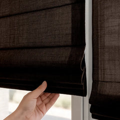 Semi-Blackout Custom Roman Blinds - Linen Blend Fabric