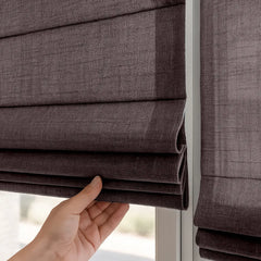 Semi-Blackout Custom Roman Blinds - Linen Blend Fabric
