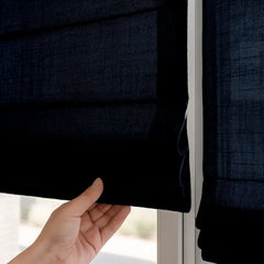 Semi-Blackout Custom Roman Blinds - Linen Blend Fabric