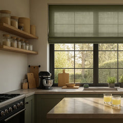 Semi-Blackout Custom Roman Blinds - Linen Blend Fabric