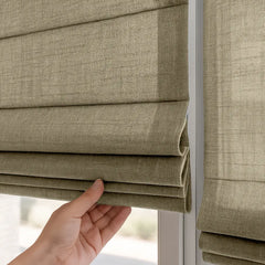 Semi-Blackout Custom Roman Blinds - Linen Blend Fabric