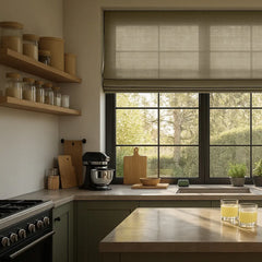 Semi-Blackout Custom Roman Blinds - Linen Blend Fabric