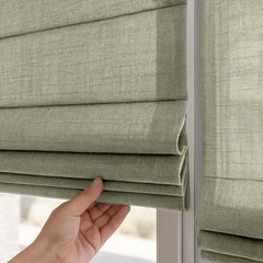 Semi-Blackout Custom Roman Blinds - Linen Blend Fabric
