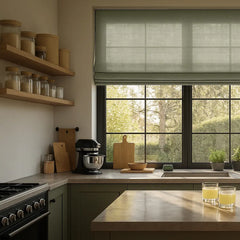 Semi-Blackout Custom Roman Blinds - Linen Blend Fabric