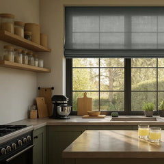 Semi-Blackout Custom Roman Blinds - Linen Blend Fabric