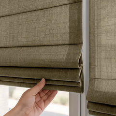 Semi-Blackout Custom Roman Blinds - Linen Blend Fabric