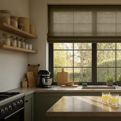 Semi-Blackout Custom Roman Blinds - Linen Blend Fabric