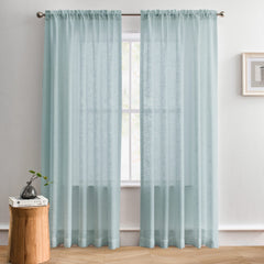 Custom Flora Linen Semi Sheer Curtains