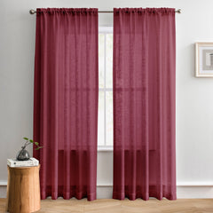 Custom Flora Linen Semi Sheer Curtains