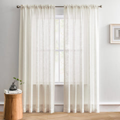 Custom Flora Linen Semi Sheer Curtains