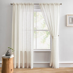 Custom Flora Linen Semi Sheer Curtains