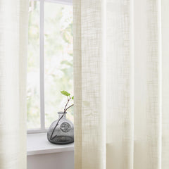Custom Flora Linen Semi Sheer Curtains