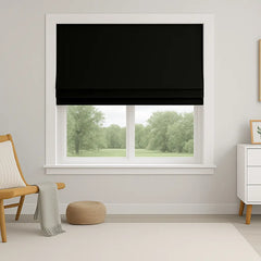 Custom 100% Blackout Textured Roman Shades