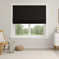 Custom 100% Blackout Textured Roman Shades