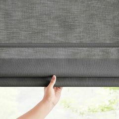 DRAPERYUSA-Custom Semi-Blackout Linen Roman Shades
