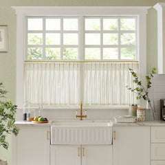 Cotton Linen Semi Sheer Blackout Curtains