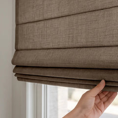 Custom Semi-blackout Linen Roman Shade