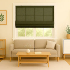 Custom Semi-blackout Linen Roman Shade