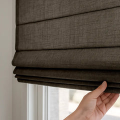 Custom Semi-blackout Linen Roman Shade