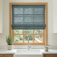 Custom Semi-Blackout Sea Green Roman Shades-DRAPERYUSA