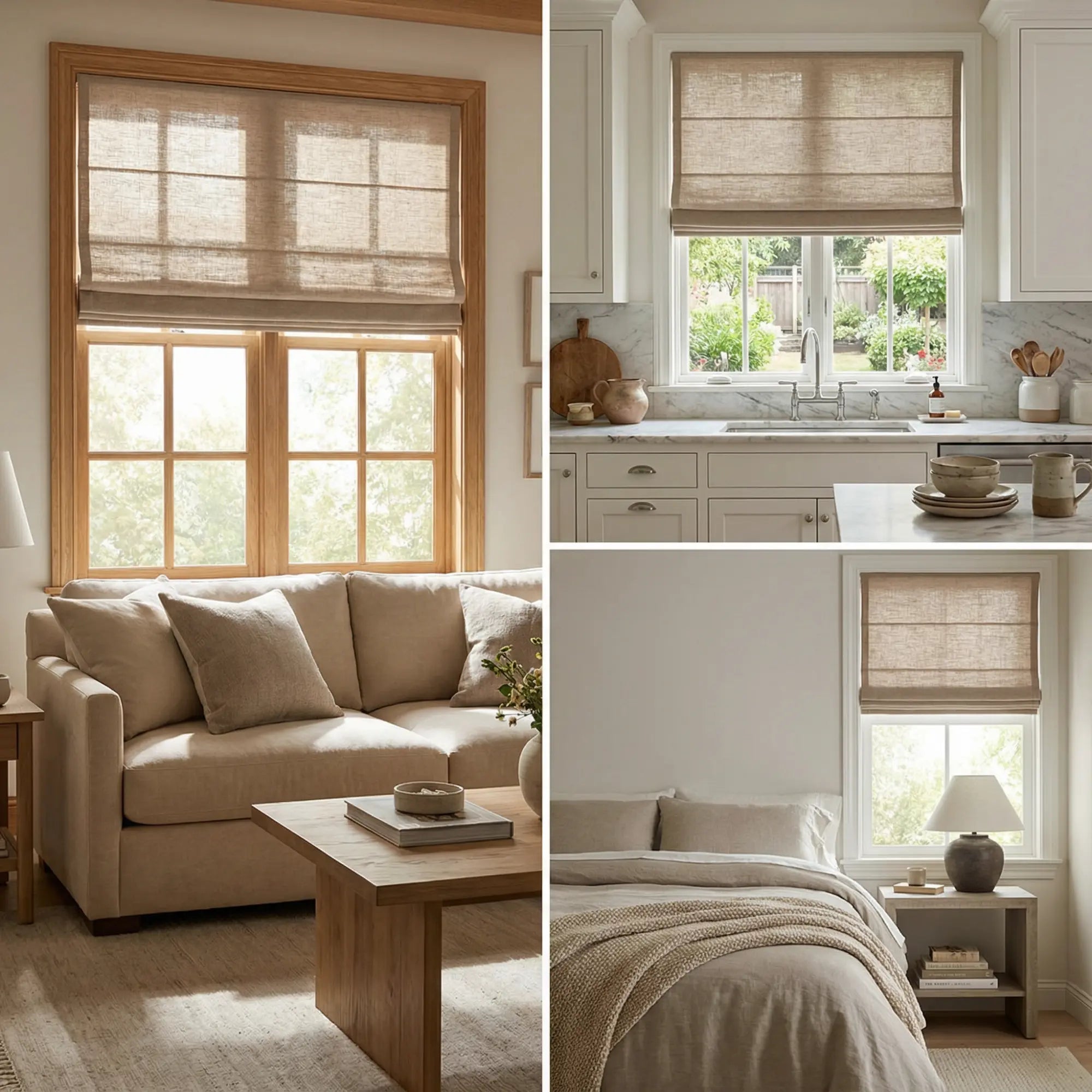 Custom Semi-Blackout Brown Roman Shades-DRAPERYUSA