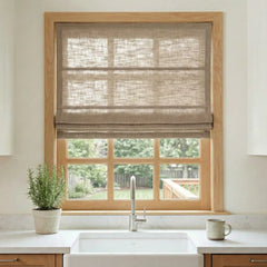 Custom Semi-Blackout Brown Roman Shades-DRAPERYUSA