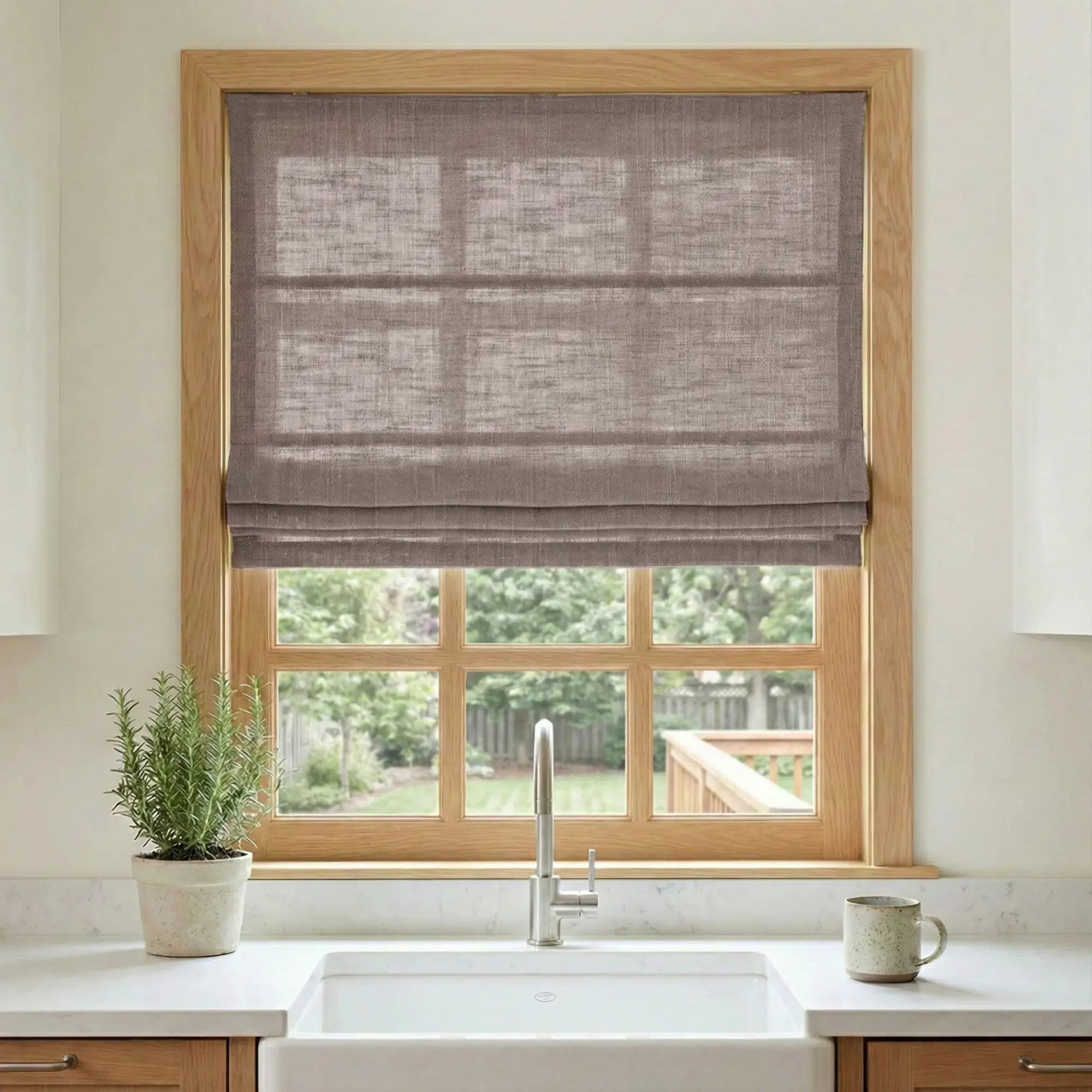 Custom Semi-Blackout Dark Brown Roman Shades-DRAPERYUSA