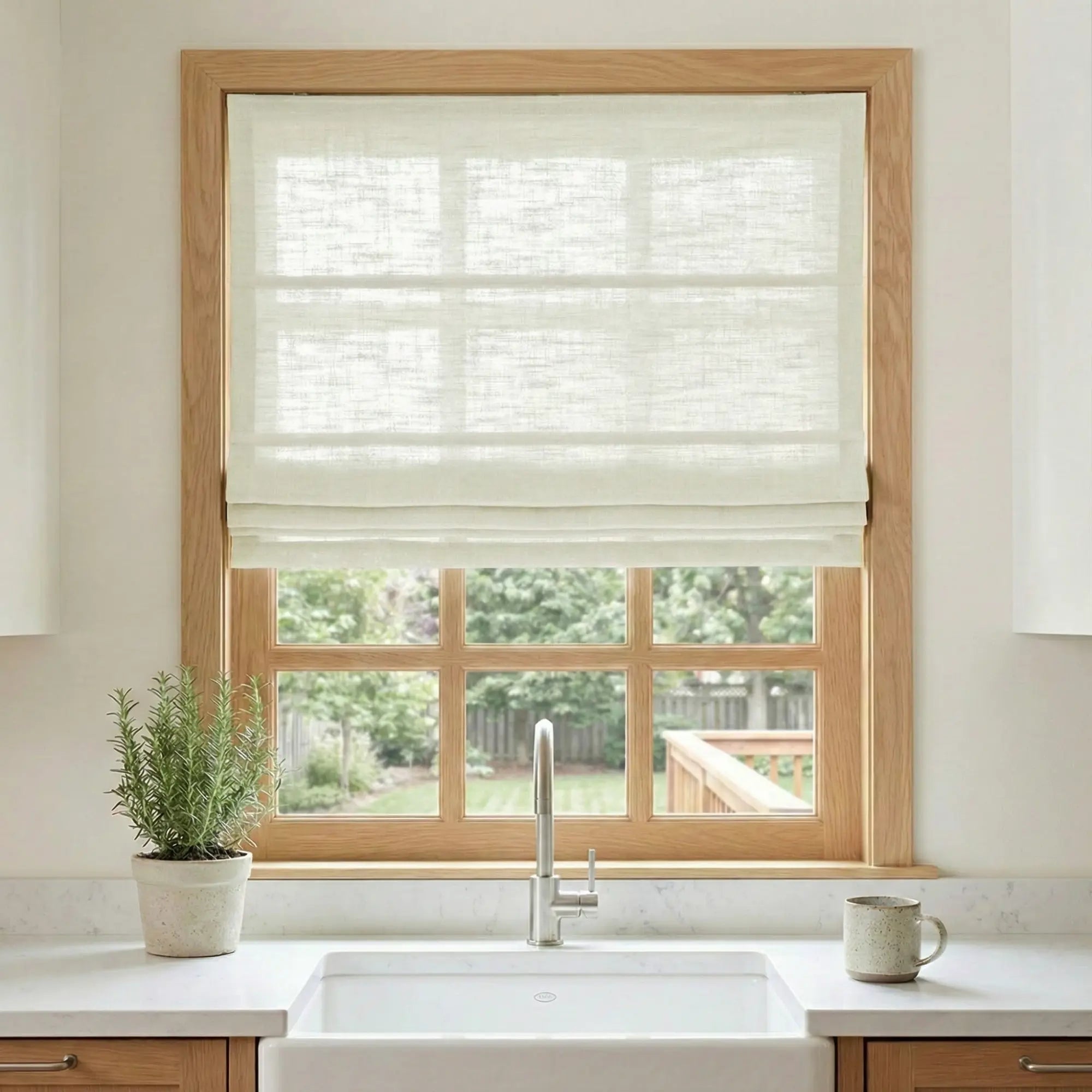 Custom Semi-Blackout Off White Roman Shades-DRAPERYUSA