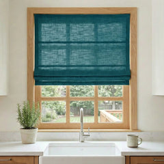 Custom Semi-Blackout Dark Navy Roman Shades-DRAPERYUSA