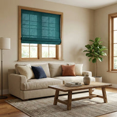 Custom Semi-Blackout Dark Navy Roman Shades-DRAPERYUSA