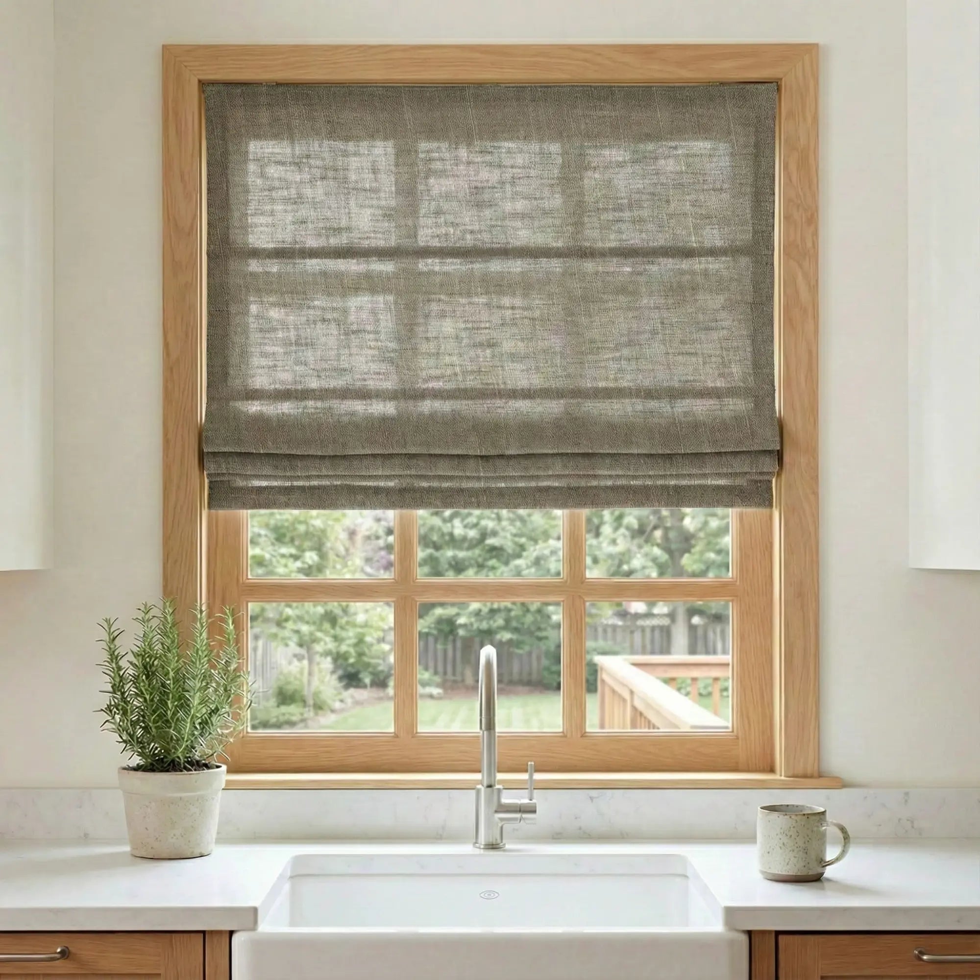 Custom Semi-Blackout Medium Gray Roman Shades-DRAPERYUSA
