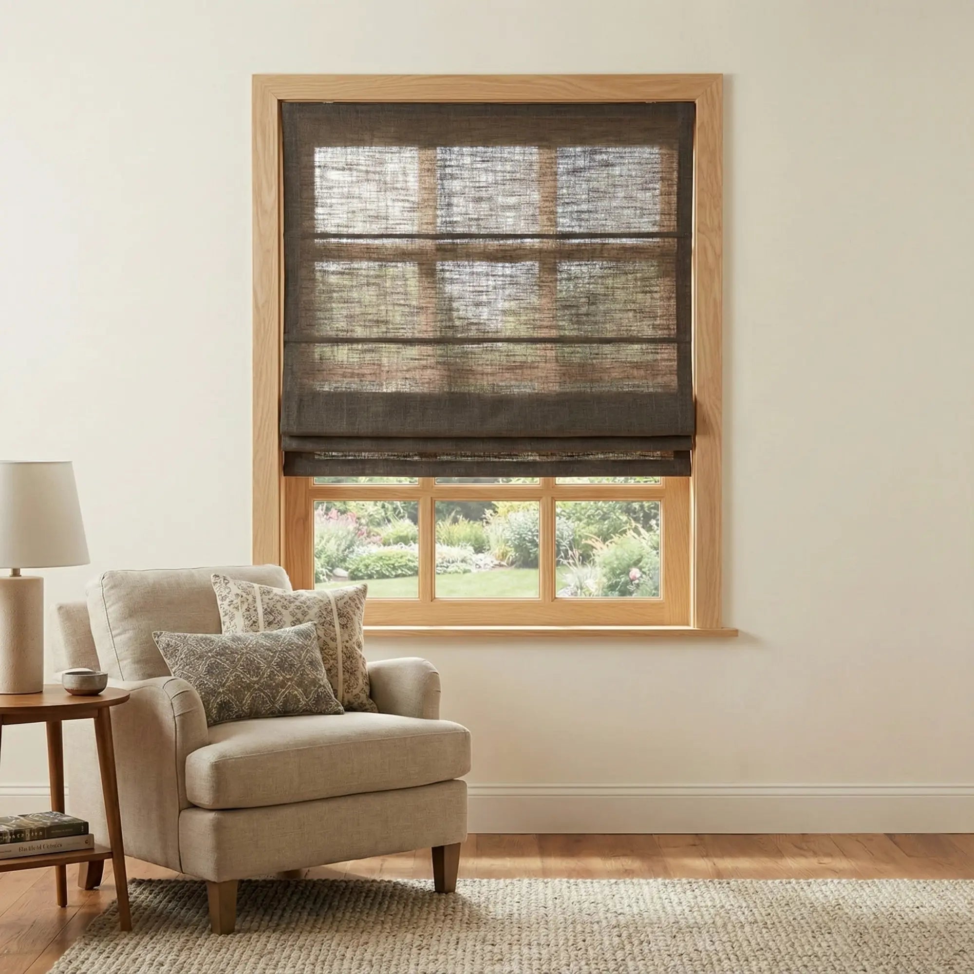 Custom Semi-Blackout Dark Gray Roman Shades-DRAPERYUSA