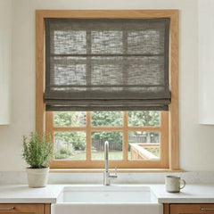 Custom Semi-Blackout Dark Gray Roman Shades-DRAPERYUSA