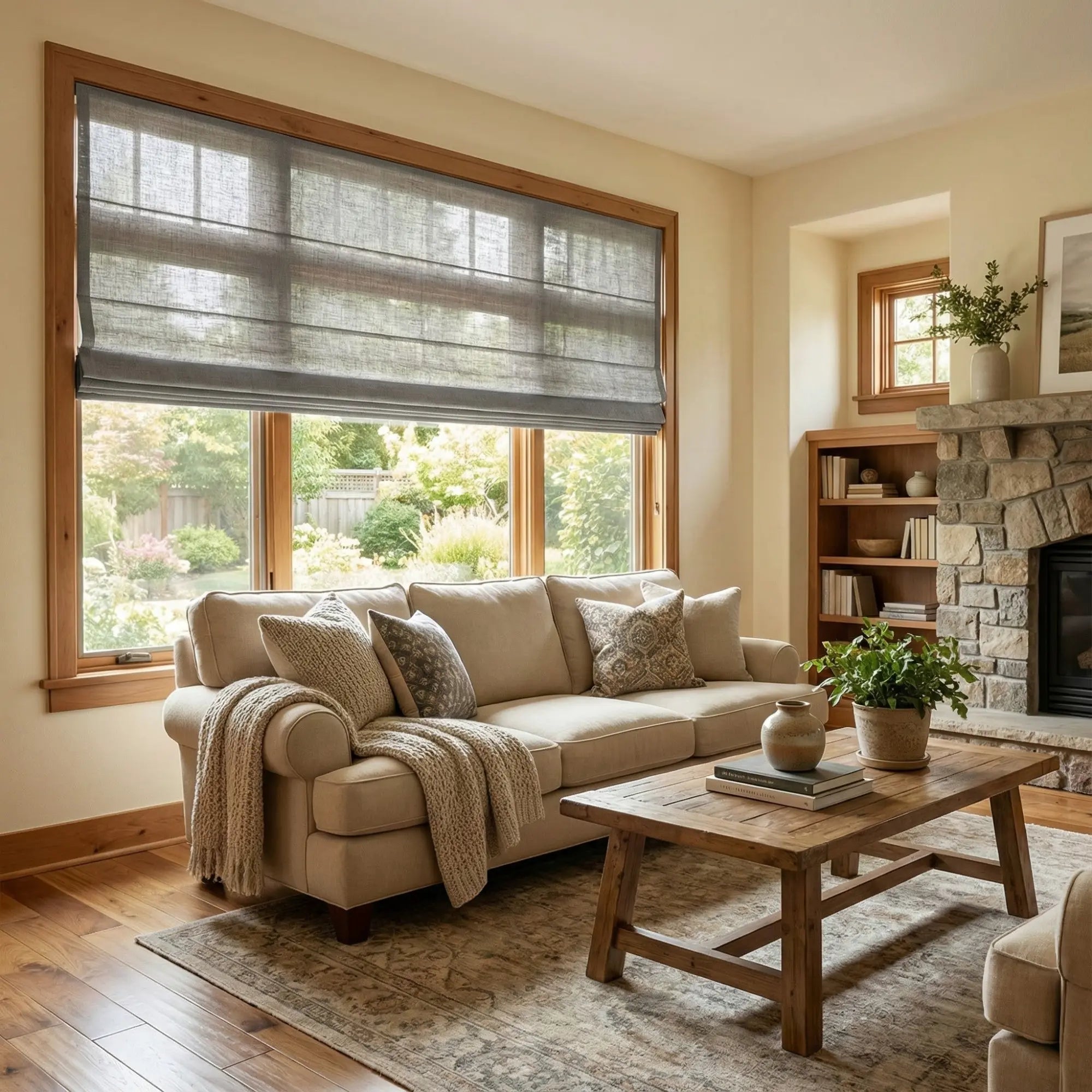 Custom Semi-Blackout Charcoal Gray Roman Shades-DRAPERYUSA