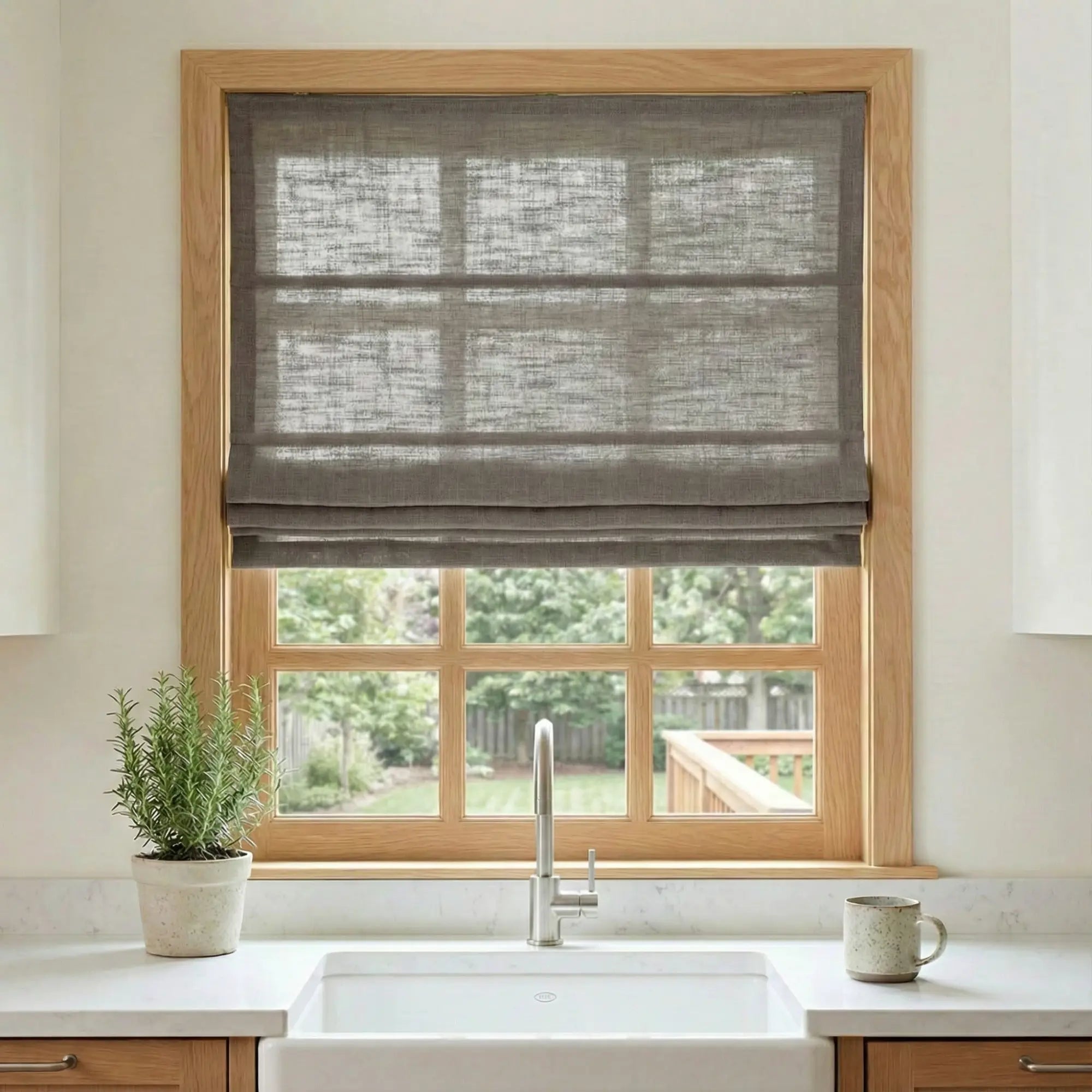 Custom Semi-Blackout Charcoal Gray Roman Shades-DRAPERYUSA
