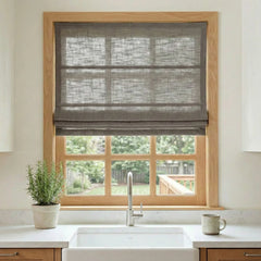 Custom Semi-Blackout Charcoal Gray Roman Shades-DRAPERYUSA