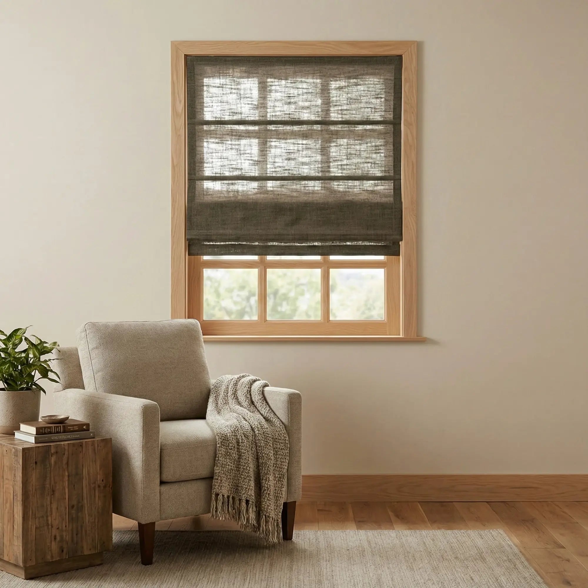 Custom Semi-Blackout Dark Charcoal Roman Shades-DRAPERYUSA