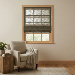Custom Semi-Blackout Dark Charcoal Roman Shades-DRAPERYUSA