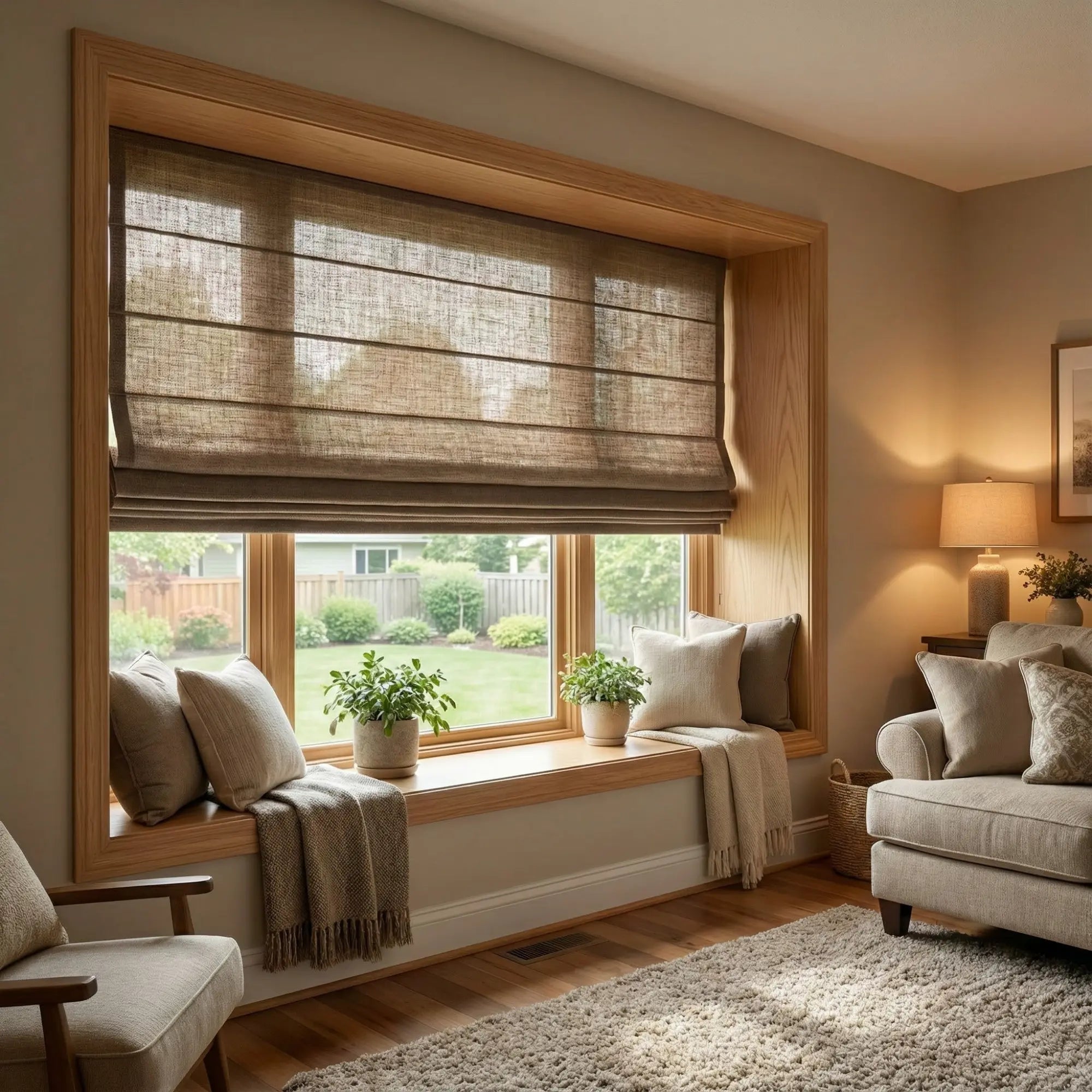 Custom Semi-Blackout Dark Linen Roman Shades-DRAPERYUSA