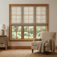 Custom Semi-Blackout Taupe Roman Shades-DRAPERYUSA