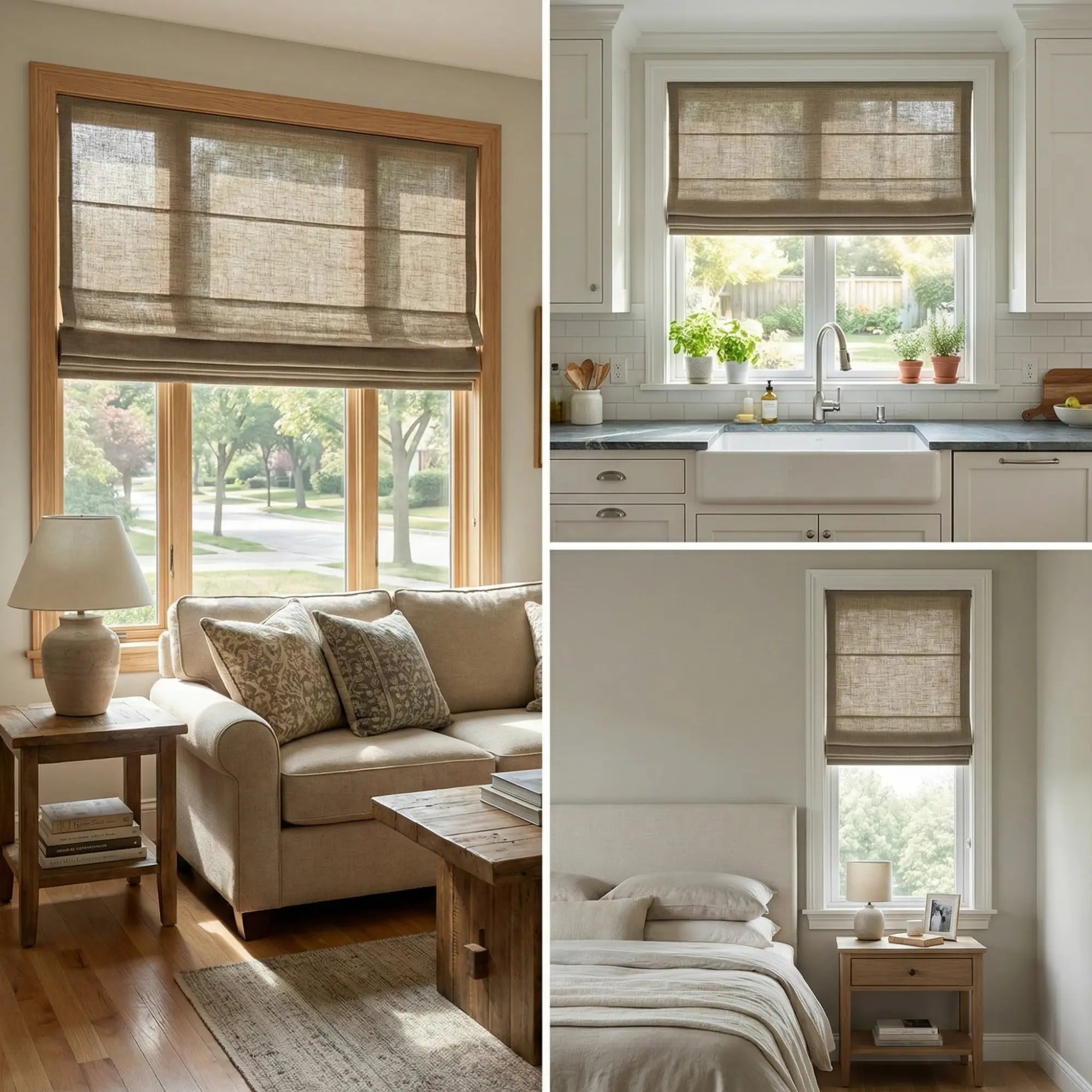Custom Semi-Blackout Dark Taupe Roman Shades-DRAPERYUSA